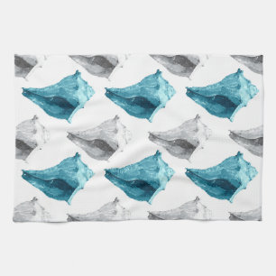 Tritonshorn-Muscheln im Aqua u. im Grau Geschirrtuch