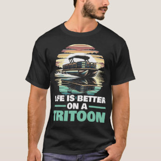 Tritoon-Boot Dreifach-Pontonboot Ponton-Kapitän B T-Shirt