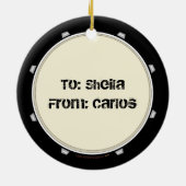 Tritt-Bass-Schlagzeuger-lustige Trommel-Verzierung Keramik Ornament (Hinten)