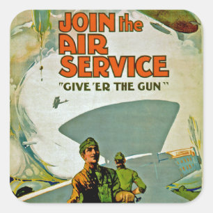 Tritt dem Luftdienst bei ~ Gib ihm das Gewehr Quadratischer Aufkleber