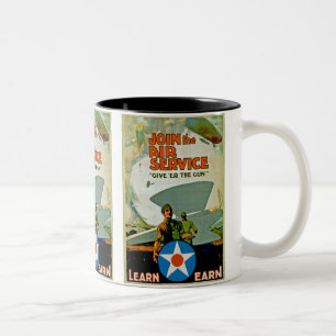 Tritt dem Luftdienst bei ~ Gib ihm das Gewehr Zweifarbige Tasse