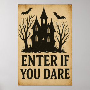 Tritt ein, wenn du wagst Vintage Halloween Poster