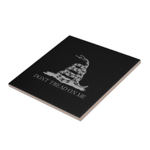 Tritt nicht auf mich Gadsden-Flag SCHWARZ GRAU Fliese