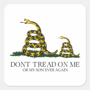 Tritt nicht auf mich oder meinen Sohn Gadsden-Flag Quadratischer Aufkleber