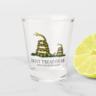 Tritt nicht auf mich oder meinen Sohn Gadsden-Flag Schnapsglas