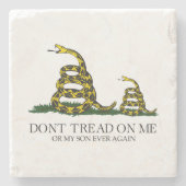Tritt nicht auf mich oder meinen Sohn Gadsden-Flag Steinuntersetzer (Vorderseite)