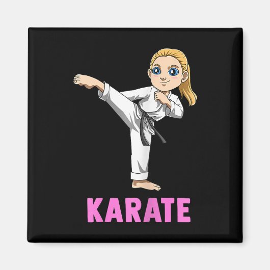 Tritt und schlägt Kind - Süßes Karate-Mädchen Magnet (Vorne)