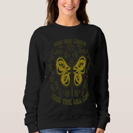Tritt unserem Koven Wiccan Wicca Heide Hexe Retro- Sweatshirt (Vorderseite)