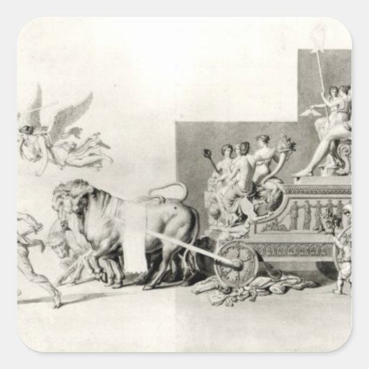 Triumph des französischen Volkes über die Monarchi Quadratischer Aufkleber (Vorderseite)
