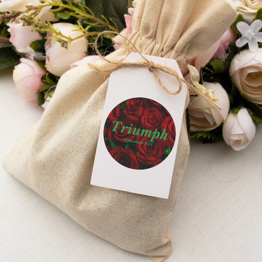 Triumph Ephesians 6:13 Verse Elegante Rote Rosen Runder Aufkleber