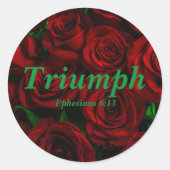Triumph Ephesians 6:13 Verse Elegante Rote Rosen Runder Aufkleber (Vorderseite)