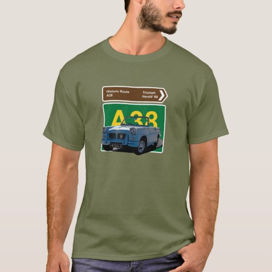 Triumph Herald.1966. Briten. Historische Route A38 T-Shirt (Vorderseite)