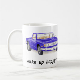 Triumph-Hirsch, klassisches blaues Auto "wachen Kaffeetasse