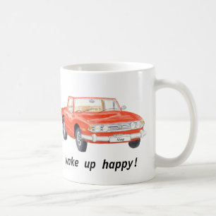 Triumph-Hirsch, klassisches rotes Auto "wachen Kaffeetasse