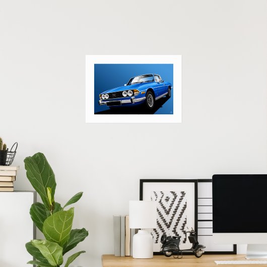 Triumph Stag Poster Illustration Tahiti Blue (Heimbüro)