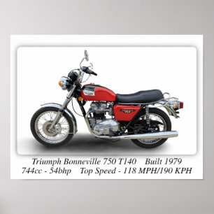 Triumph T140V Bonneville 750 Motorrad - A3 Größe Poster