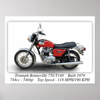 Triumph T140V Bonneville 750 Motorrad - A3 Größe Poster