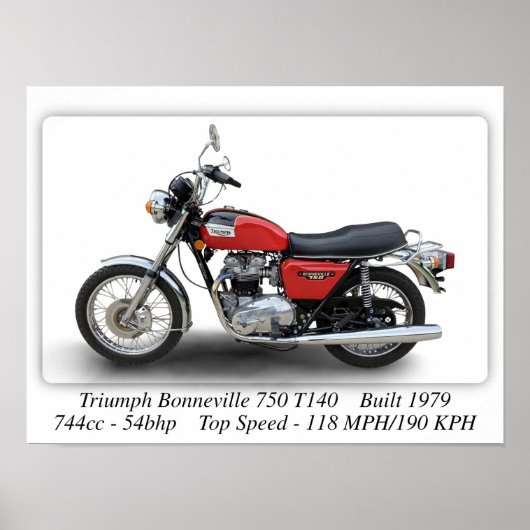 Triumph T140V Bonneville 750 Motorrad - A3 Größe Poster (Vorne)
