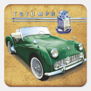 Triumph TR3 Vintag Roadster Quadratischer Aufkleber