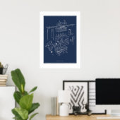 Triumph TR4A Motor Schematic Poster - Blueprint (Heimbüro)