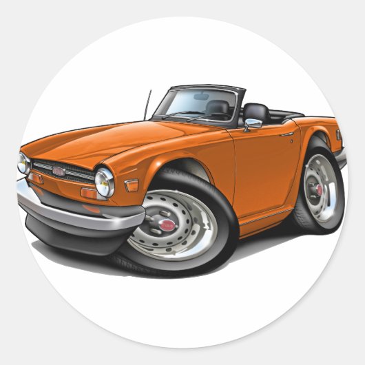 Triumph TR6 Orange Car Runder Aufkleber (Vorderseite)