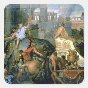 Triumph von Alexander oder der Eingang von Alexa Quadratischer Aufkleber