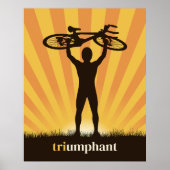 Triumphe-Radfahrer, die Fahrrad über Kopf-Grafik a Poster (Vorne)