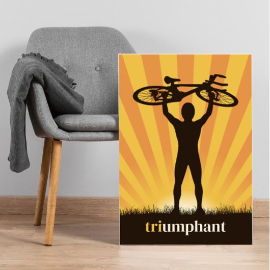 Triumphe-Radfahrer, die Fahrrad über Kopf-Grafik a Poster