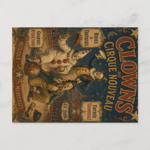 Triumphierende Clowns Vintage-Zirkusposter - Zirku Feiertagspostkarte