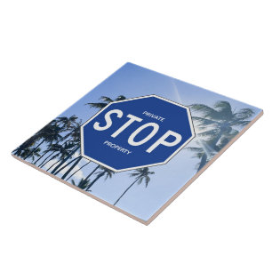 Trivet - Blue Stopp Sign Fliese