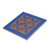 Trivet, Burgund, Blau, Gold Fleur de Lys Muster Fliese (Seite)