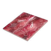 Trivet mit rotem und weißem Blumenmuster Fliese (Seite)