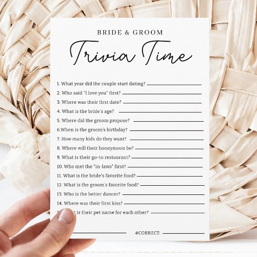Trivia Game For Bride And Groom Bridal Shower Game Einladung