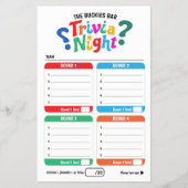 Trivia gaming 50 questions answer sheets flyer (Vorne)