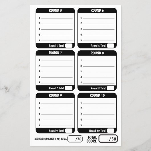 Trivia gaming 50 questions answer sheets mono flyer (Hinten)