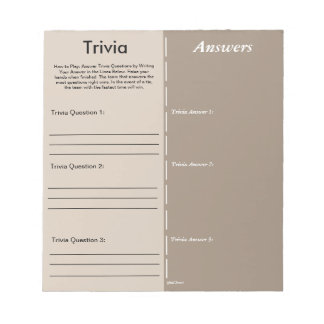 Trivia Party Game - Benutzerdefinierte Frage und A Notizblock