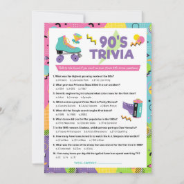 Trivia Party Game Einladung der 90er Jahre