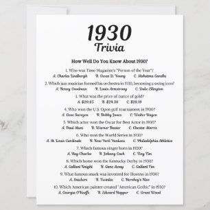 Trivia-Spiel 1930 95. Geburtstagsparty
