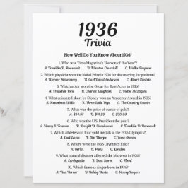 Trivia-Spiel 1936 | Geburtstagsparty-Spiel