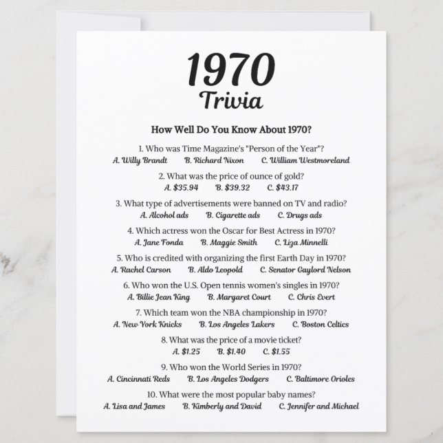 Trivia-Spiel 1970 (Vorderseite)