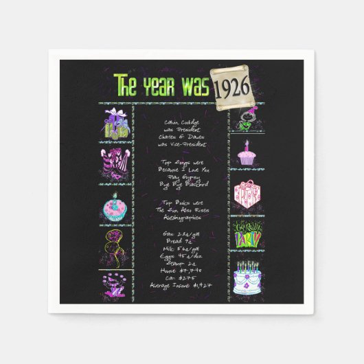 Trivia zum Geburtstag 1926 Serviette (Vorderseite)