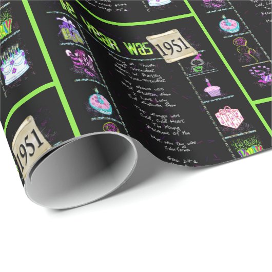 Trivia zum Geburtstag 1951 Geschenkpapier (Rolleneckpunkt)