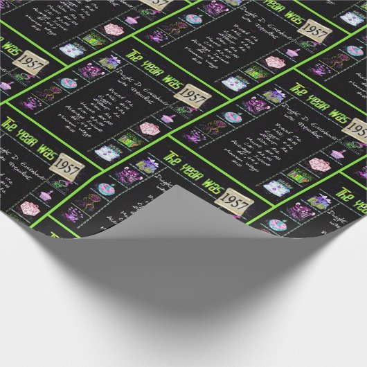 Trivia zum Geburtstag 1957 Geschenkpapier (Ecke)