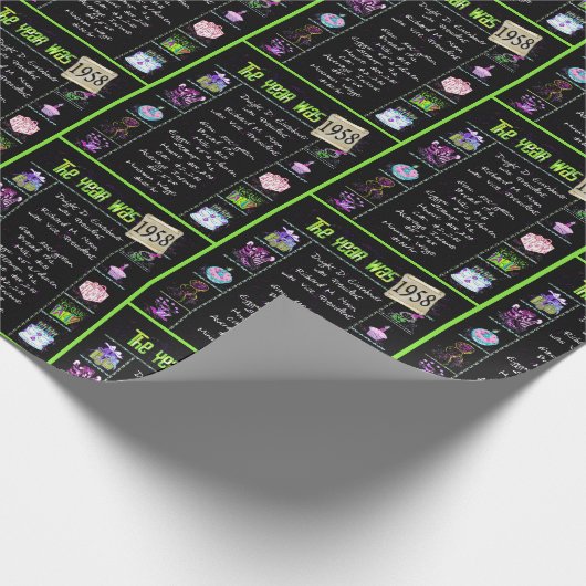 Trivia zum Geburtstag 1958 Geschenkpapier (Ecke)