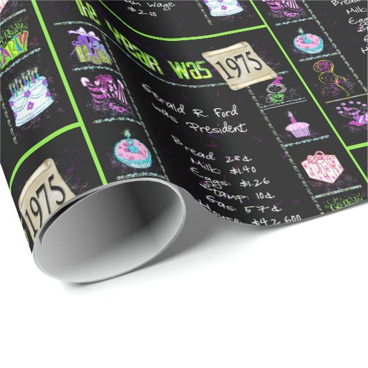 Trivia zum Geburtstag 1975 Geschenkpapier (Rolleneckpunkt)