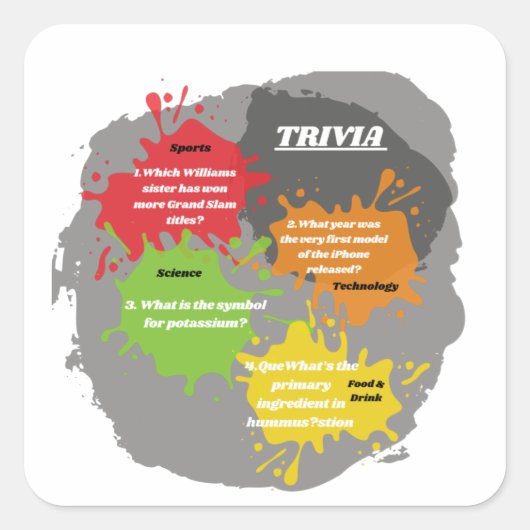 Trivialfragen Quadratischer Aufkleber (Vorderseite)