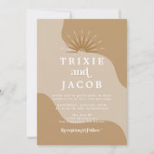 TRIXIE Beige Taupe Retro Arched Foto Boho Wedding Einladung (Vorderseite)