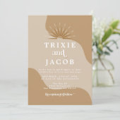 TRIXIE Beige Taupe Retro Arched Foto Boho Wedding Einladung (Stehend Vorderseite)