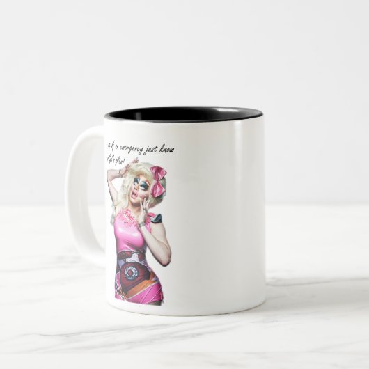 Trixie Mattel - Im Notfall Zweifarbige Tasse (Vorderseite Links)