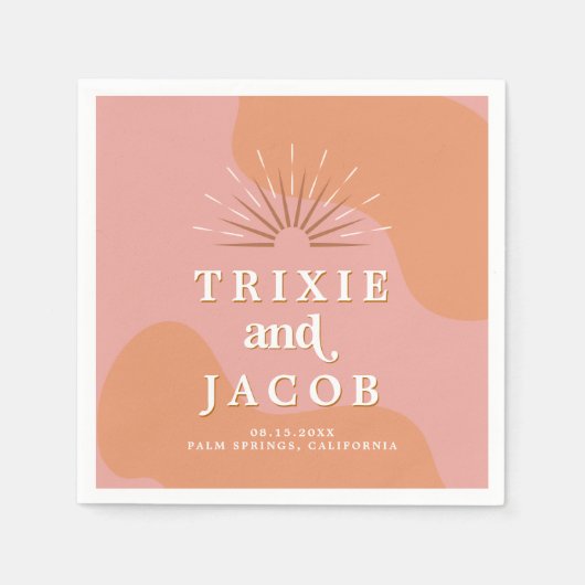 TRIXIE Retro 70er Jahre Groovy Pink und Orange Wed Serviette (Vorderseite)